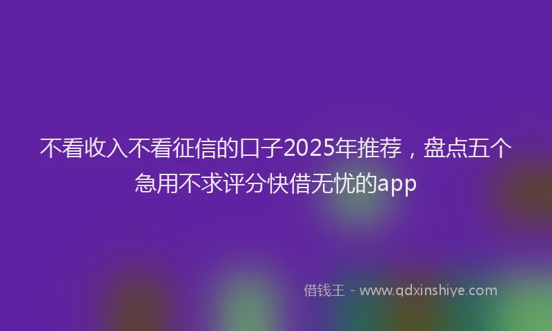 不看收入不看征信的口子2025年推荐，盘点五个急用不求评分快借无忧的app