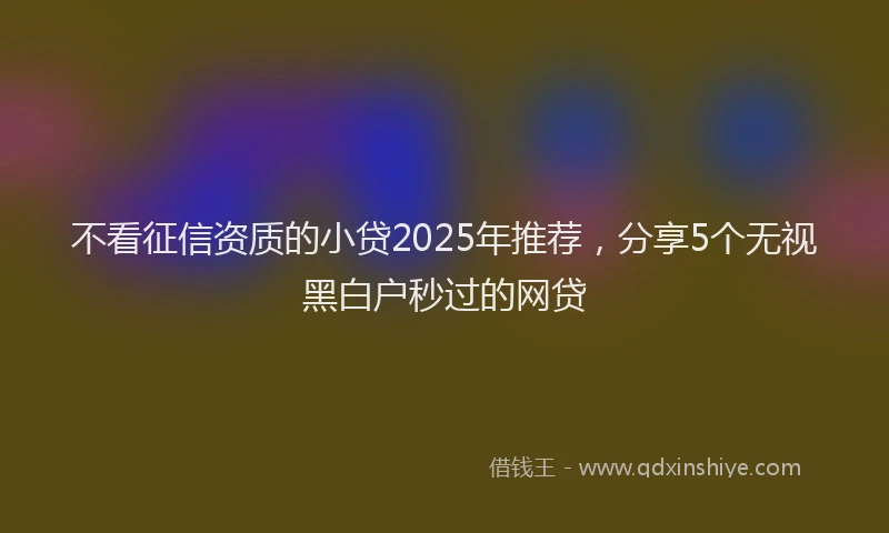 不看征信资质的小贷2025年推荐，分享5个无视黑白户秒过的网贷