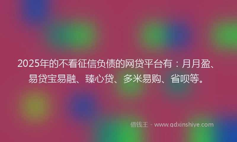 2025年的不看征信负债的网贷平台有：月月盈、易贷宝易融、臻心贷、多米易购、省呗等。