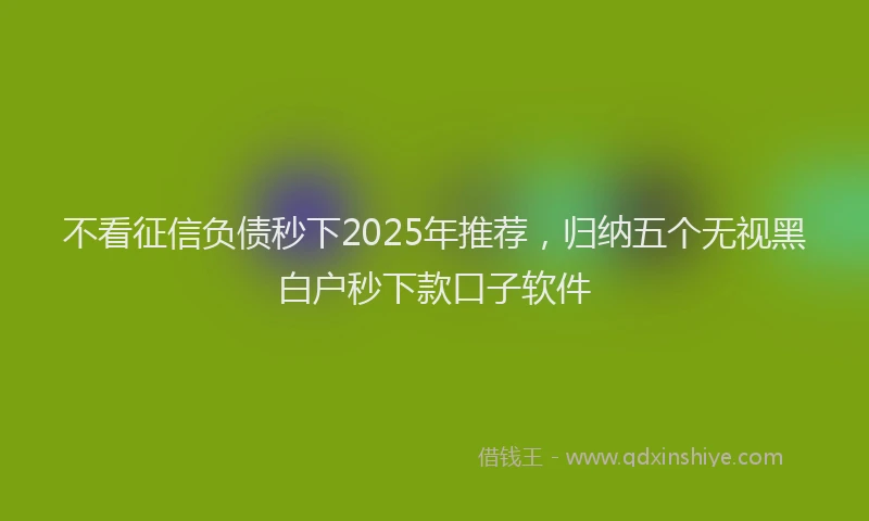 不看征信负债秒下2025年推荐，归纳五个无视黑白户秒下款口子软件