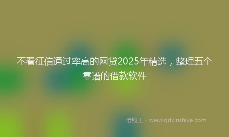 不看征信通过率高的网贷2025年精选，整理五个靠谱的借款软件