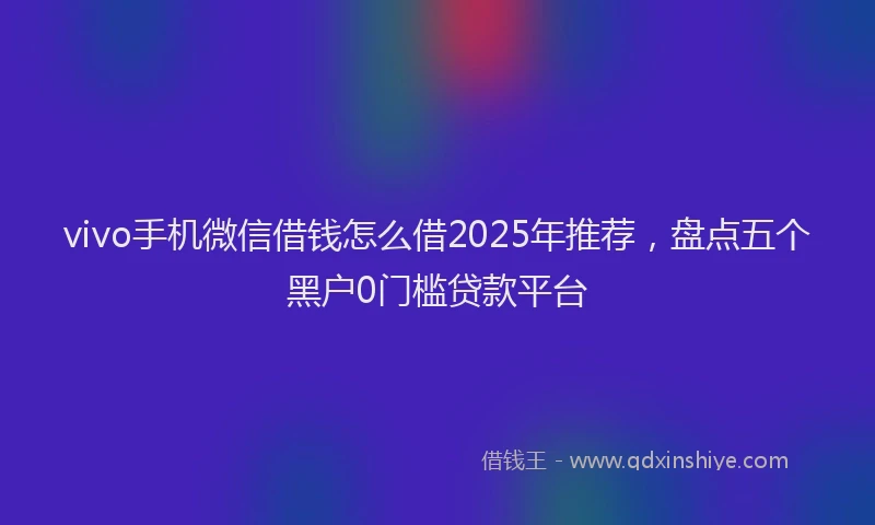 vivo手机微信借钱怎么借2025年推荐，盘点五个黑户0门槛贷款平台