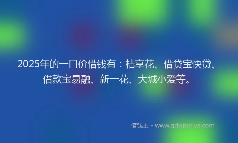 2025年的一口价借钱有：桔享花、借贷宝快贷、借款宝易融、新一花、大城小爱等。