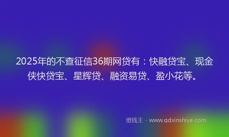 2025年的不查征信36期网贷有：快融贷宝、现金侠快贷宝、星辉贷、融资易贷、盈小花等。
