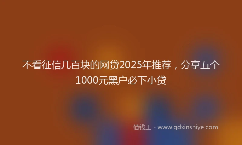 不看征信几百块的网贷2025年推荐，分享五个1000元黑户必下小贷
