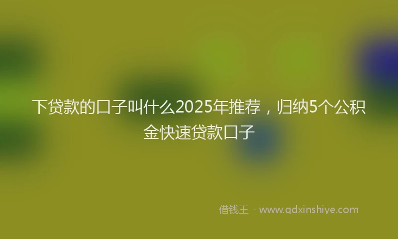 下贷款的口子叫什么2025年推荐，归纳5个公积金快速贷款口子