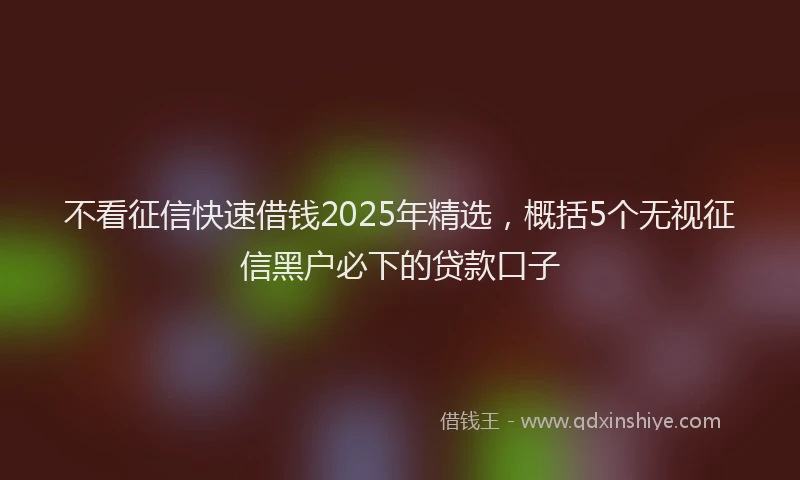 不看征信快速借钱2025年精选，概括5个无视征信黑户必下的贷款口子