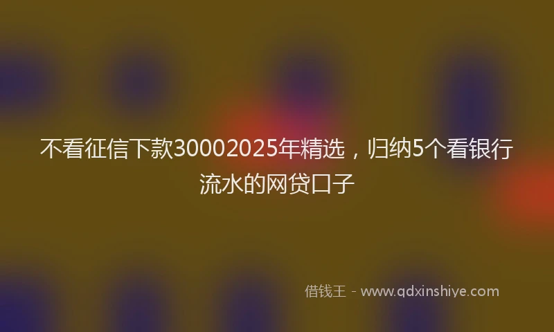 不看征信下款30002025年精选，归纳5个看银行流水的网贷口子