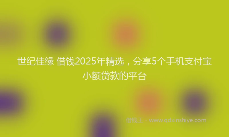 世纪佳缘 借钱2025年精选，分享5个手机支付宝小额贷款的平台