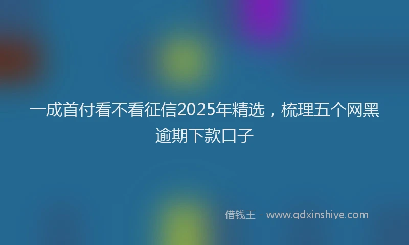 一成首付看不看征信2025年精选，梳理五个网黑逾期下款口子