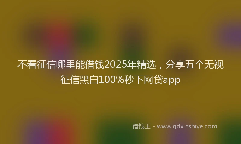 不看征信哪里能借钱2025年精选，分享五个无视征信黑白100%秒下网贷app