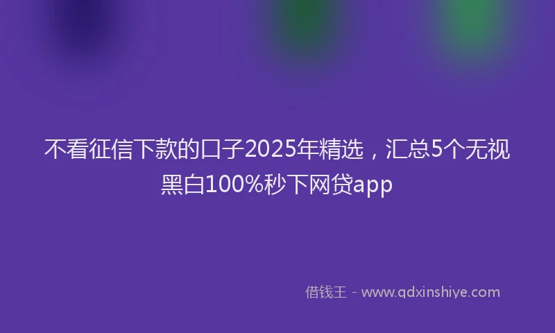 不看征信下款的口子2025年精选，汇总5个无视黑白100%秒下网贷app