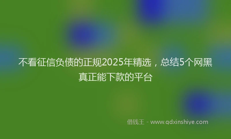 不看征信负债的正规2025年精选，总结5个网黑真正能下款的平台