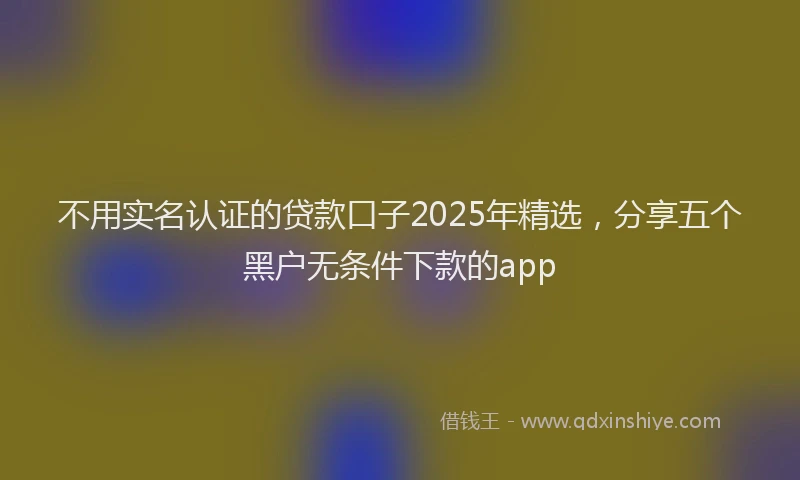 不用实名认证的贷款口子2025年精选，分享五个黑户无条件下款的app