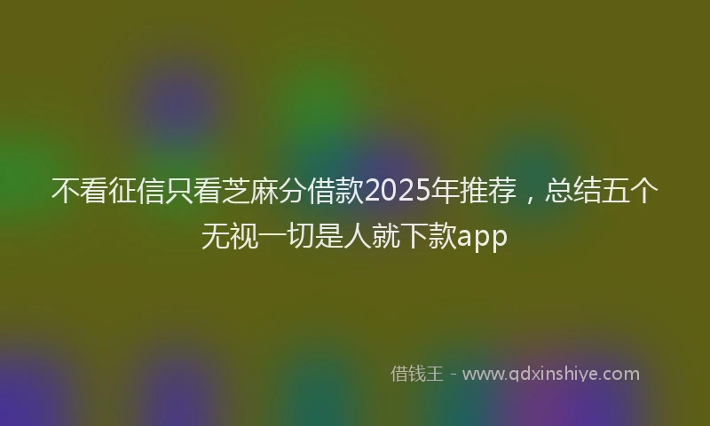 不看征信只看芝麻分借款2025年推荐，总结五个无视一切是人就下款app