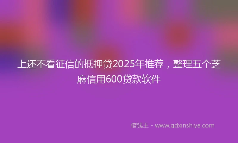 上还不看征信的抵押贷2025年推荐，整理五个芝麻信用600贷款软件