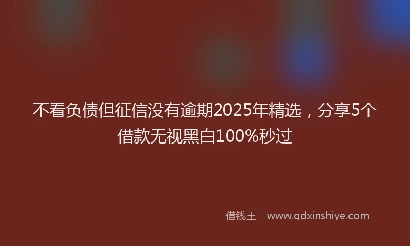 不看负债但征信没有逾期2025年精选，分享5个借款无视黑白100%秒过