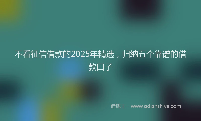 不看征信借款的2025年精选，归纳五个靠谱的借款口子