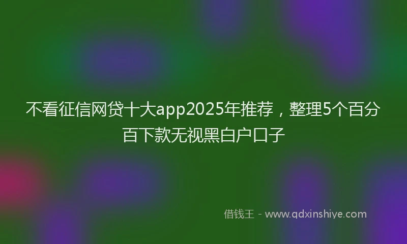 不看征信网贷十大app2025年推荐，整理5个百分百下款无视黑白户口子