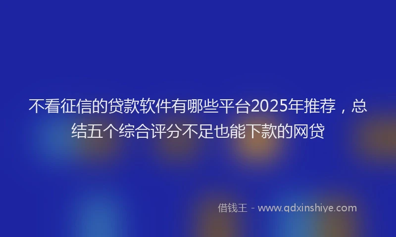 不看征信的贷款软件有哪些平台2025年推荐，总结五个综合评分不足也能下款的网贷