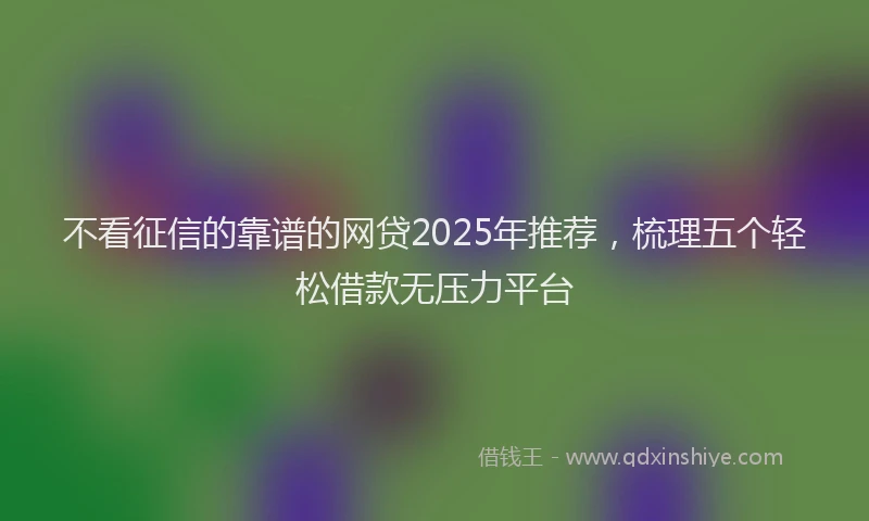 不看征信的靠谱的网贷2025年推荐，梳理五个轻松借款无压力平台