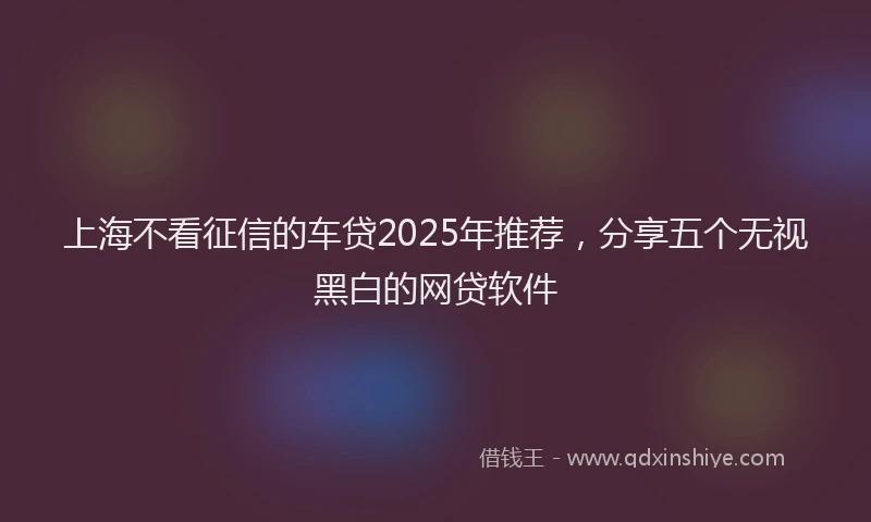 上海不看征信的车贷2025年推荐，分享五个无视黑白的网贷软件