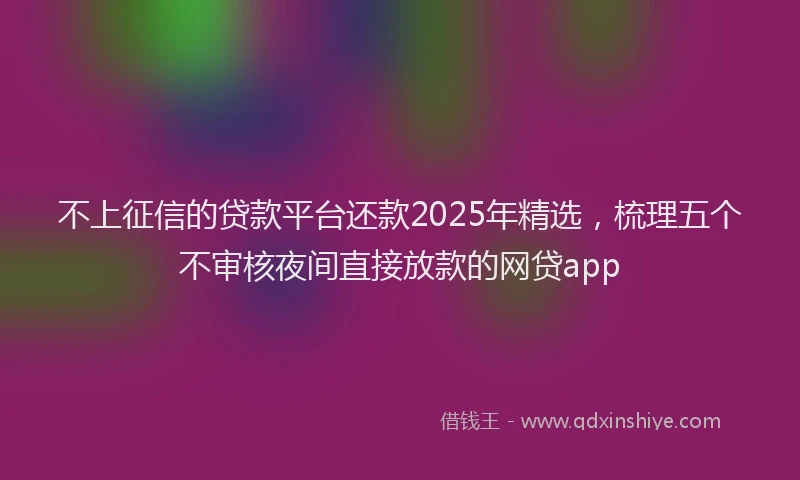 不上征信的贷款平台还款2025年精选，梳理五个不审核夜间直接放款的网贷app