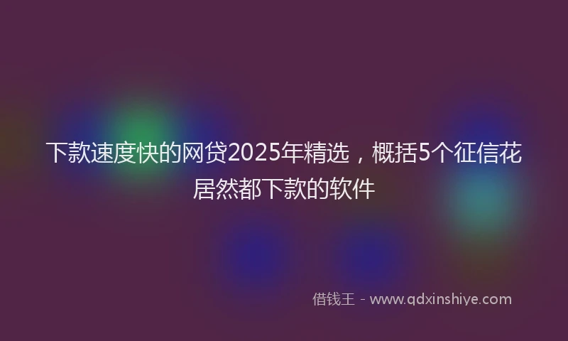 下款速度快的网贷2025年精选，概括5个征信花居然都下款的软件
