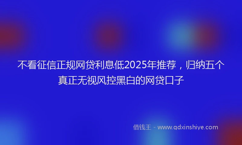 不看征信正规网贷利息低2025年推荐，归纳五个真正无视风控黑白的网贷口子