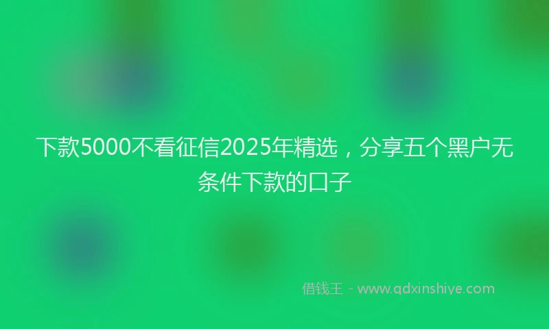 下款5000不看征信2025年精选，分享五个黑户无条件下款的口子