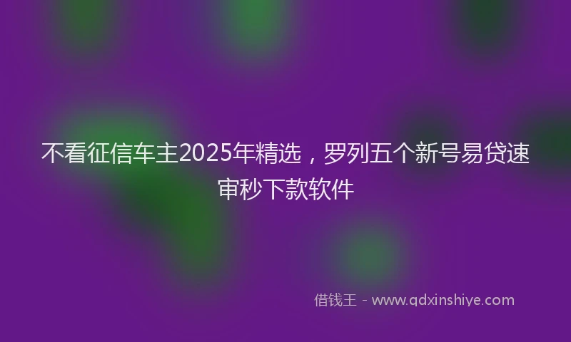 不看征信车主2025年精选,罗列五个新号易贷速审秒下款软件
