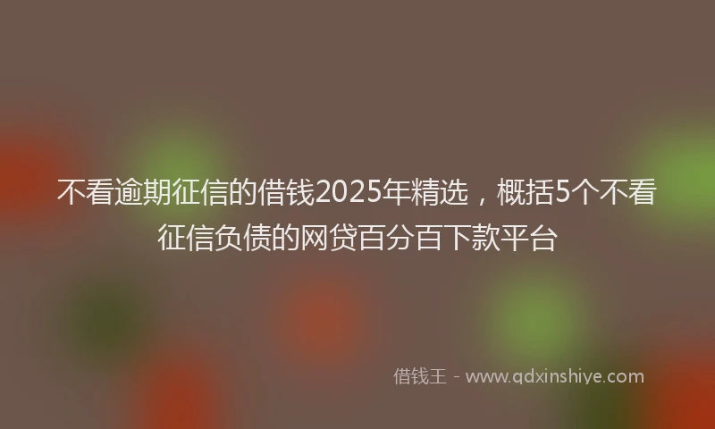 不看逾期征信的借钱2025年精选，概括5个不看征信负债的网贷百分百下款平台
