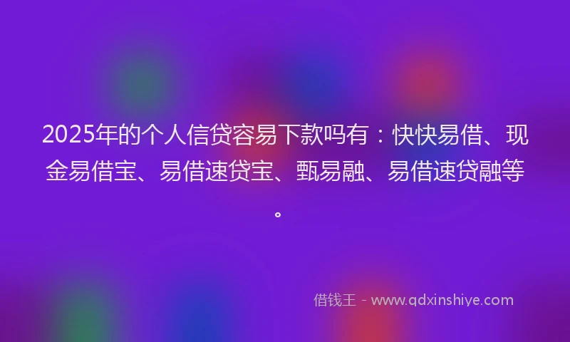 2025年的个人信贷容易下款吗有：快快易借、现金易借宝、易借速贷宝、甄易融、易借速贷融等。