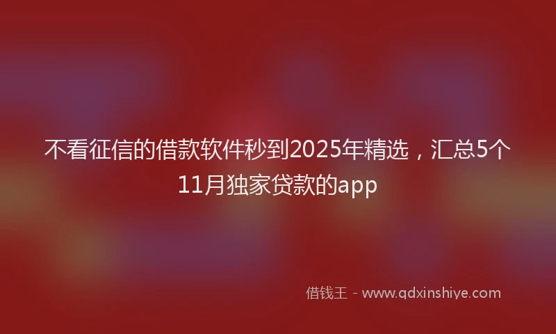 不看征信的借款软件秒到2025年精选，汇总5个11月独家贷款的app
