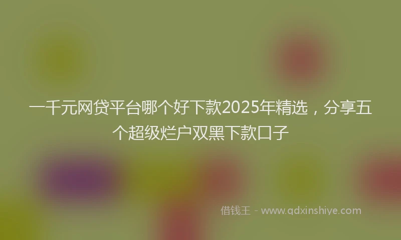 一千元网贷平台哪个好下款2025年精选，分享五个超级烂户双黑下款口子