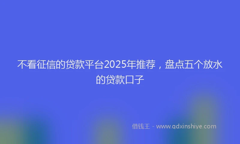 不看征信的贷款平台2025年推荐，盘点五个放水的贷款口子