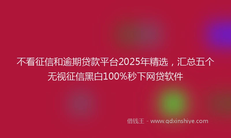 不看征信和逾期贷款平台2025年精选，汇总五个无视征信黑白100%秒下网贷软件