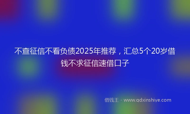 不查征信不看负债2025年推荐，汇总5个20岁借钱不求征信速借口子
