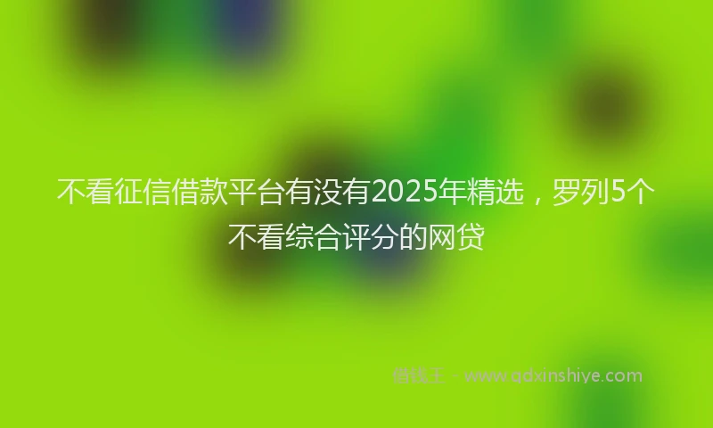 不看征信借款平台有没有2025年精选，罗列5个不看综合评分的网贷