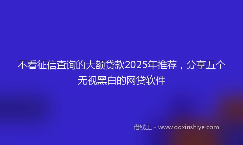 不看征信查询的大额贷款2025年推荐，分享五个无视黑白的网贷软件
