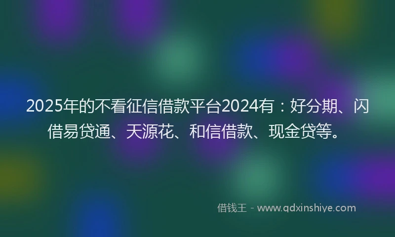 2025年的不看征信借款平台2024有：好分期、闪借易贷通、天源花、和信借款、现金贷等。