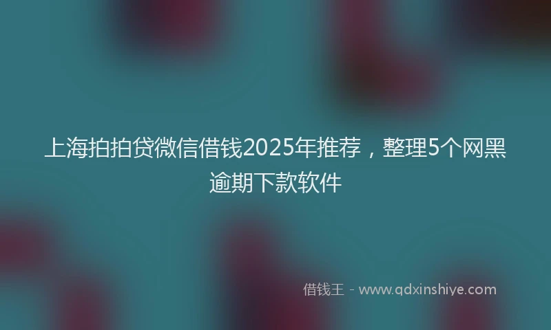 上海拍拍贷微信借钱2025年推荐，整理5个网黑逾期下款软件