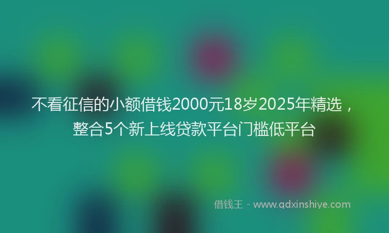 不看征信的小额借钱2000元18岁2025年精选，整合5个新上线贷款平台门槛低平台