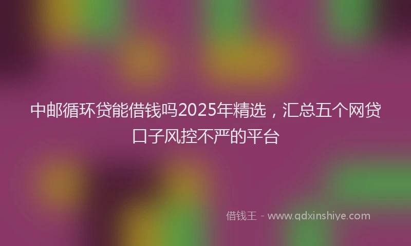 中邮循环贷能借钱吗2025年精选，汇总五个网贷口子风控不严的平台