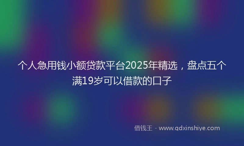 个人急用钱小额贷款平台2025年精选，盘点五个满19岁可以借款的口子