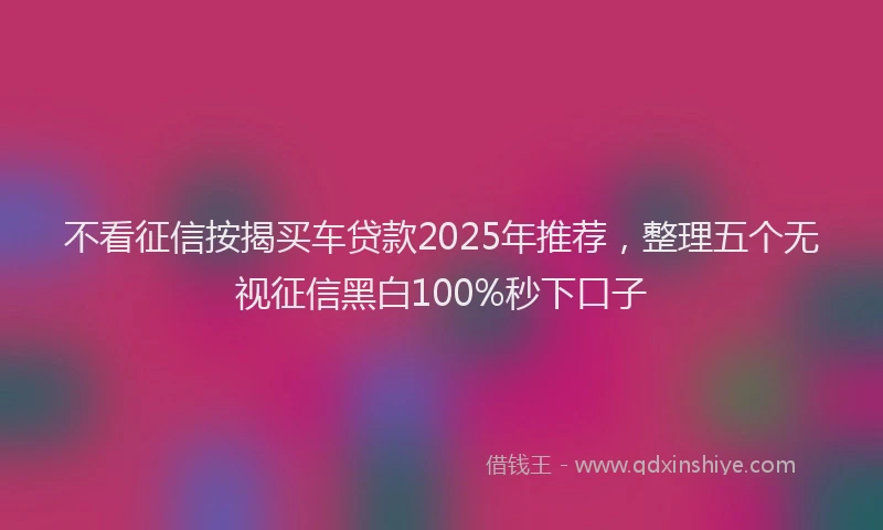 不看征信按揭买车贷款2025年推荐，整理五个无视征信黑白100%秒下口子