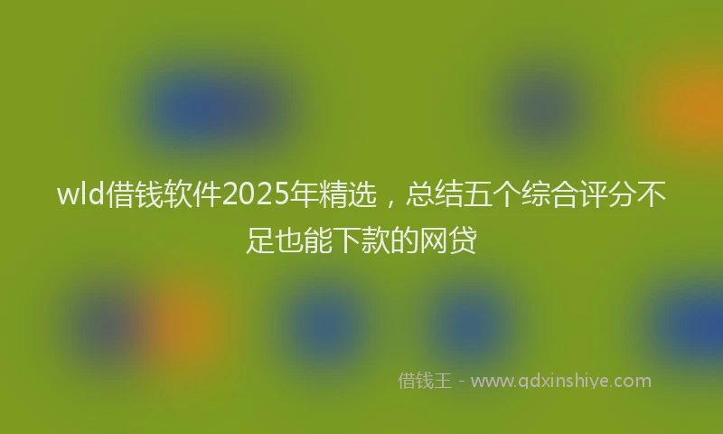 wld借钱软件2025年精选，总结五个综合评分不足也能下款的网贷