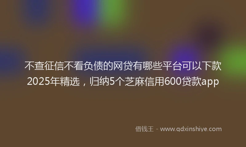 不查征信不看负债的网贷有哪些平台可以下款2025年精选，归纳5个芝麻信用600贷款app