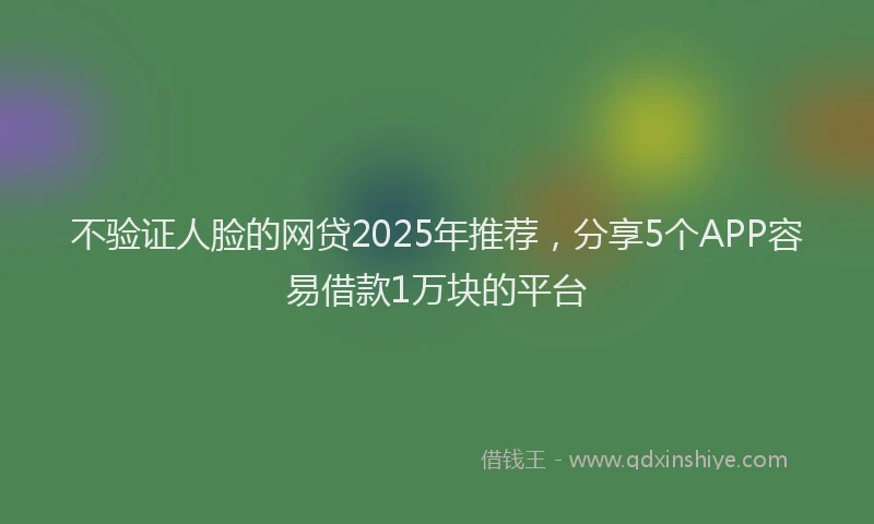 不验证人脸的网贷2025年推荐，分享5个APP容易借款1万块的平台