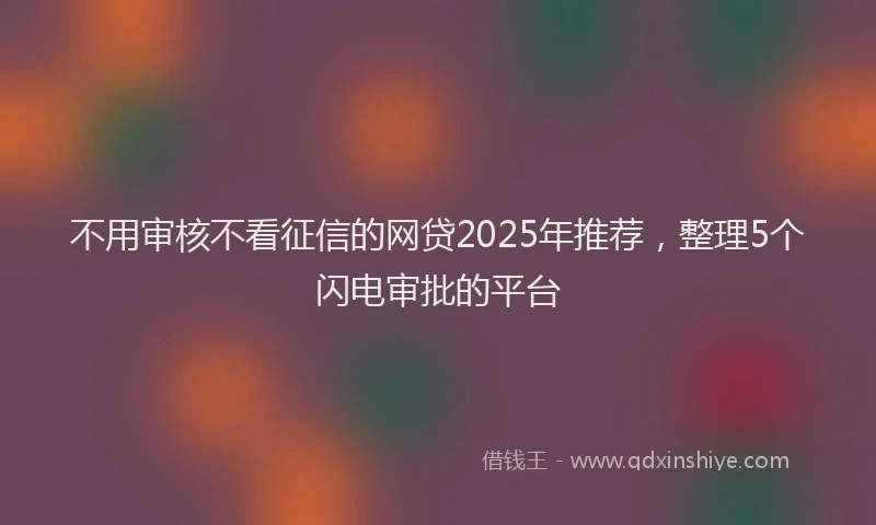 不用审核不看征信的网贷2025年推荐，整理5个闪电审批的平台